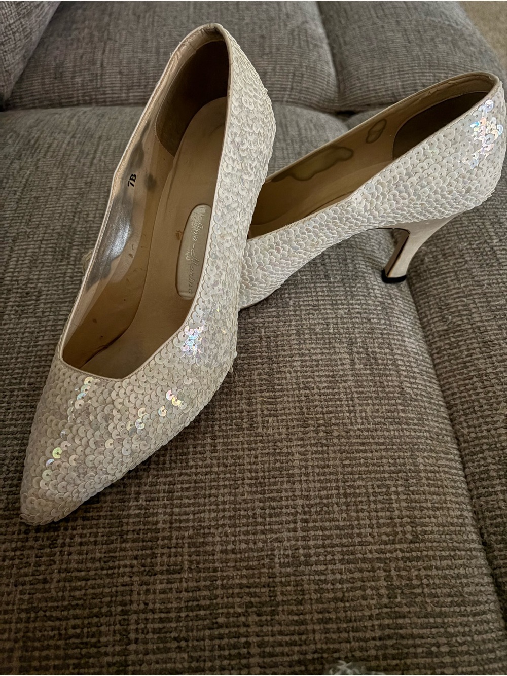 Ann Marino Vintage Sequined White Women's Dress Heels